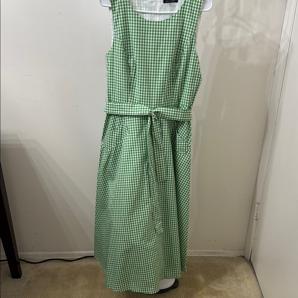 Tommy Hilfiger Green and White Sleeveless Sundress